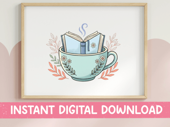 Book and Tea Cup SVG