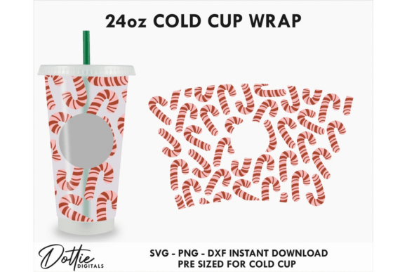 Candy Canes Cold Cup SVG 24oz