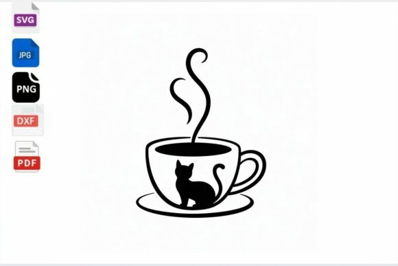 Cat Coffee Cup SVG Clipart