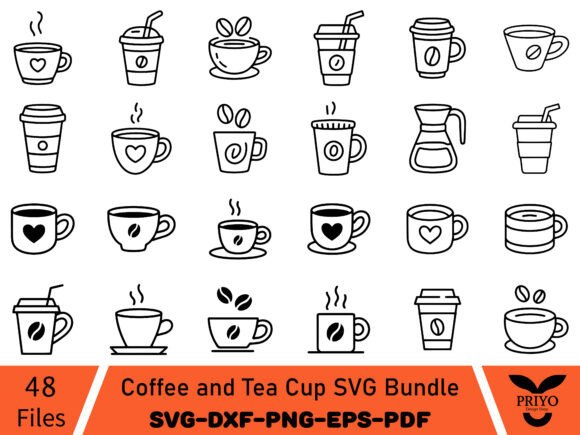 Coffee and Tea Cup SVG Bundle