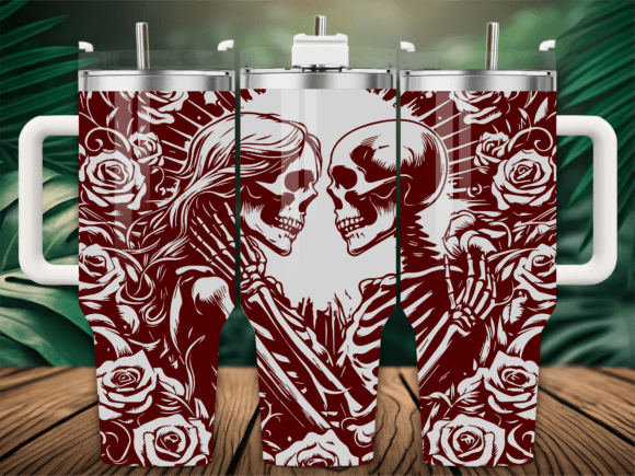 Floral Skeleton Couple Tumbler SVG