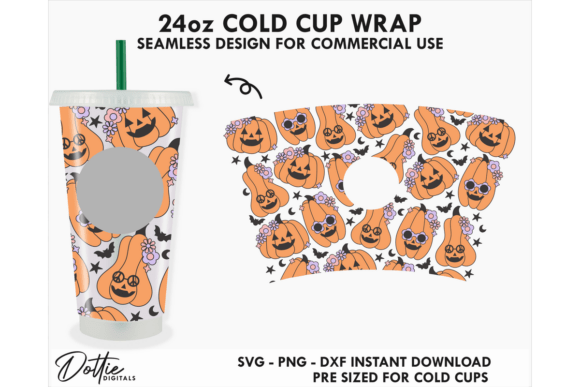 Groovy Halloween Cold Cup SVG 24oz
