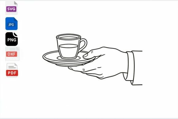 Hand Serving Coffee Cup SVG Clipart