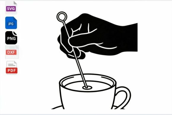 Hand Stirring Coffee Cup SVG Coffee