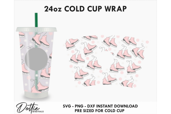 Ice Skates Christmas Cold Cup SVG 24oz