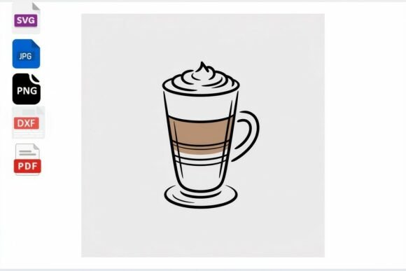 Latte Coffee Cup SVG DXF PNG Clipart