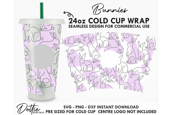 Line Bunny Cold Cup SVG 24oz Review for Embroidery Projects