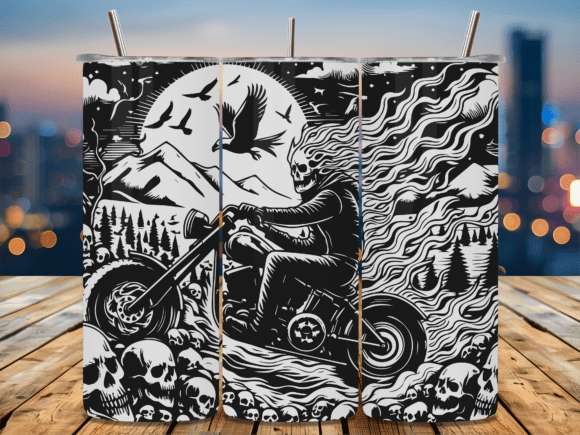 Macabre Skeleton Rider Laser Tumbler SVG