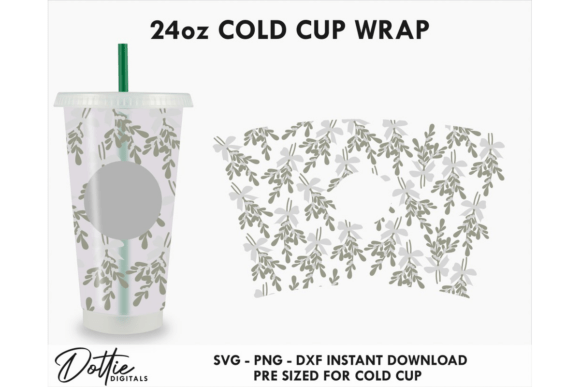 Mistletoe Xmas Cold Cup SVG 24oz
