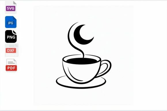 Moon Coffee Cup SVG Clip Art