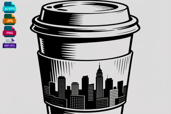 NYC Skyline Coffee Cup SVG DXF EPS PNG