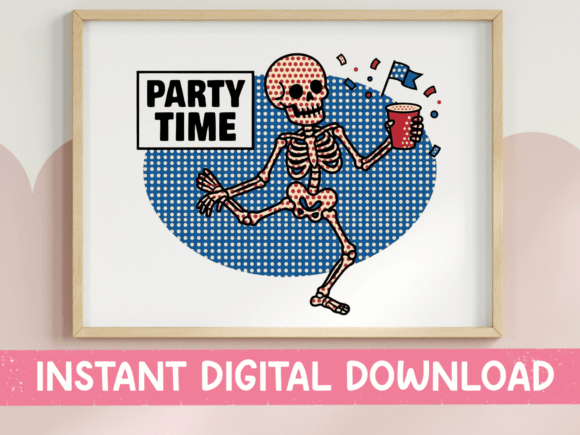 Party Time Skeleton Red Cup SVG PNG