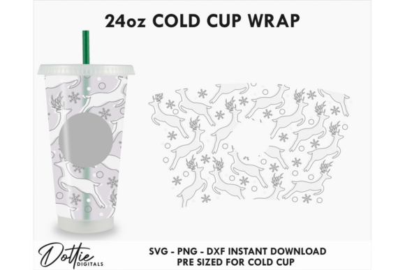 Reindeer Cold Cup SVG 24oz