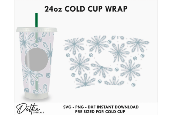 Snowflakes Cold Cup SVG 24oz