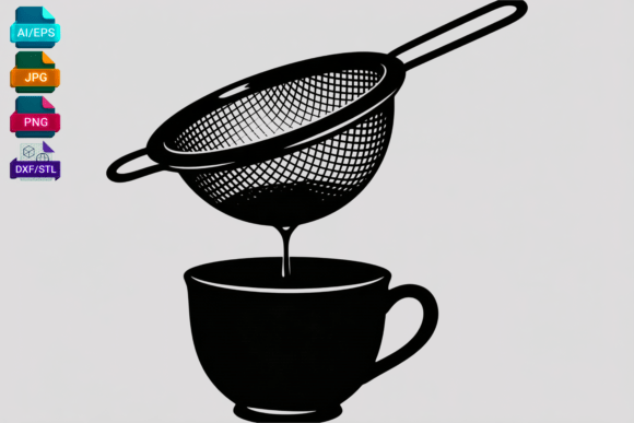 Strainer Pouring Liquid into Cup SVG