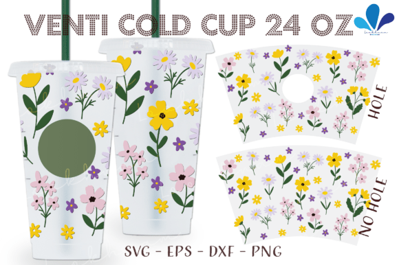 Summer Wild Flowers Venti Cold Cup SVG